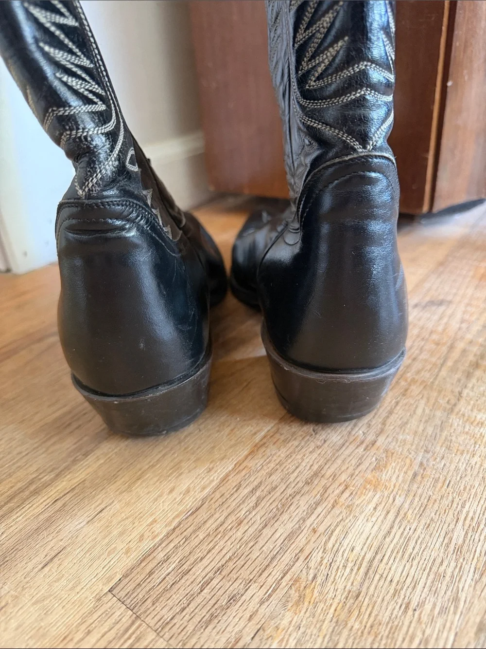 VTG 70’s Tony Lama Black Label Western Cowboy Boots 10B MultiRow Stitch USA Made